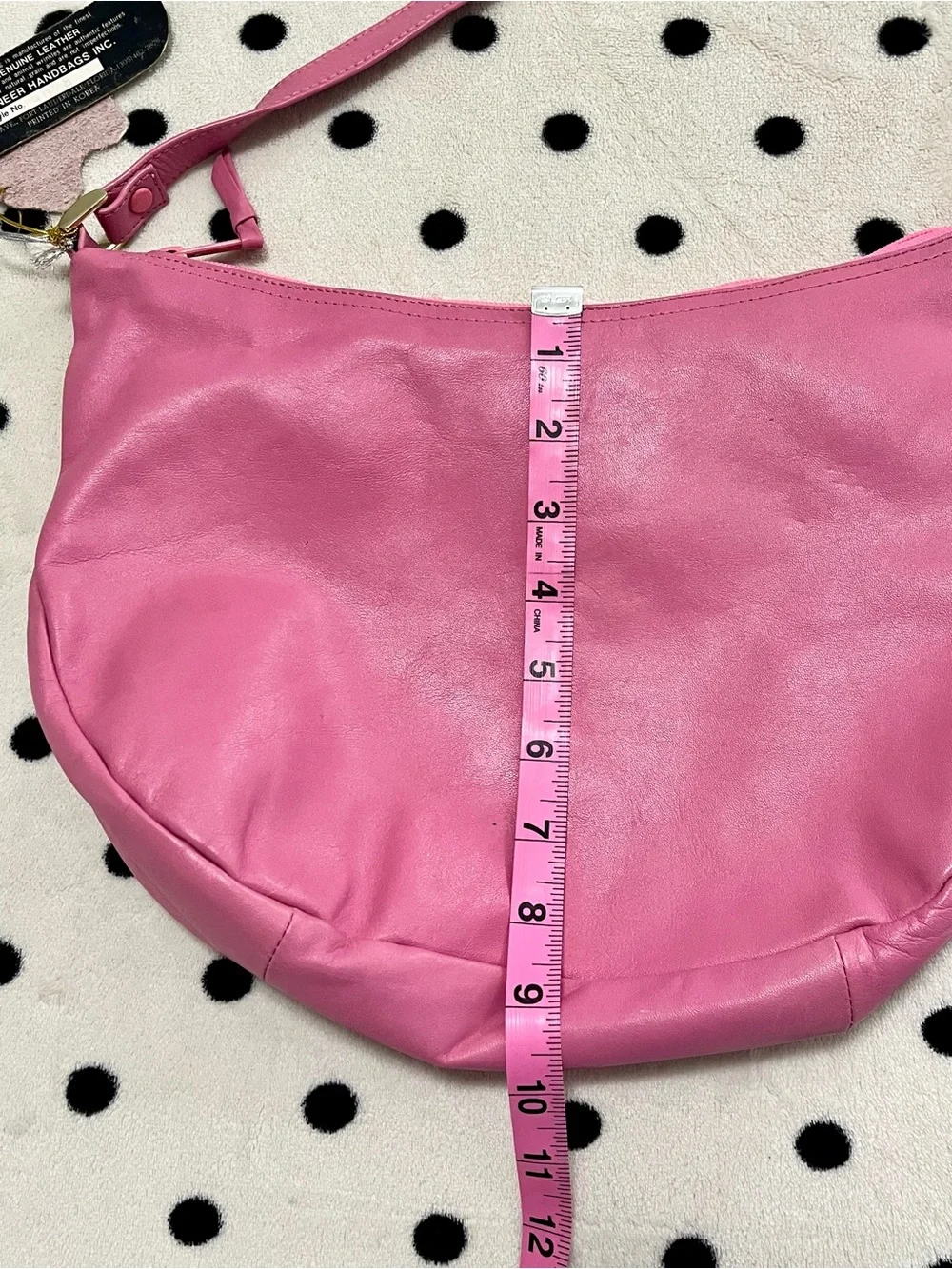 NWT Vintage Pioneer Handbags Pink Leather Crescent Hobo Shoulder Bag
